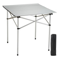 Vevor Folding Camping Table, Outdoor Portable Lightweight Aluminum Ultra Compact Snap-Together Design With Carry Bag, For Cooking, Beach, Picnic, Travel, Grilling, 28 X 28, Silver