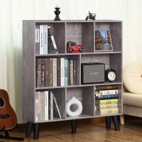 Leyaoyao 8 Cube Bookshelf Farmhouse Bookcase With Legs Modern Dirty Grey Midcentury Bookshelves Large 3 Tier Open Storage Organ