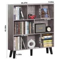 Leyaoyao 8 Cube Bookshelf Farmhouse Bookcase With Legs Modern Dirty Grey Midcentury Bookshelves Large 3 Tier Open Storage Organ