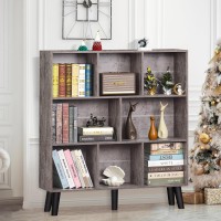 Leyaoyao 8 Cube Bookshelf Farmhouse Bookcase With Legs Modern Dirty Grey Midcentury Bookshelves Large 3 Tier Open Storage Organ