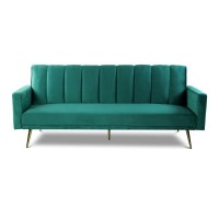 Sofa Bed with Wooden Frame and Metal Legs Velvet Green