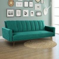 Sofa Bed with Wooden Frame and Metal Legs Velvet Green