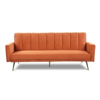 Sofa Bed with Wooden Frame and Metal Legs Corduroy Orange