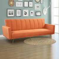 Sofa Bed with Wooden Frame and Metal Legs Corduroy Orange