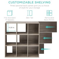 Best Choice Products 9Cube Storage Organizer 11In Shelf Opening Bookcase Display Shelf Customizable W 3 Removable Back Pan