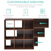 Best Choice Products 9Cube Storage Organizer 11In Shelf Opening Bookcase Display Shelf Customizable W 3 Removable Back Pan