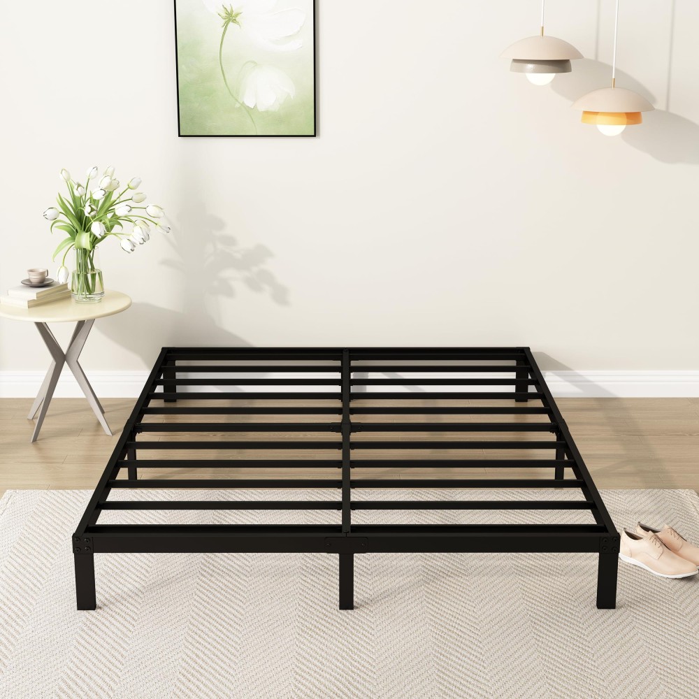 Diaoutro 9 Inch Queen Bed Frame Heavy Duty Low Profile Metal Platform No Box Spring Needed, Maximum Storage, Easy To Assembly, Noise Free, Black