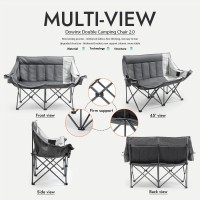 Dowinx Double Camping Chair Portable Folding Outdoor Loveseat With Side Pockets Lawn Chair Camping Couch For Beachoutdoorpati