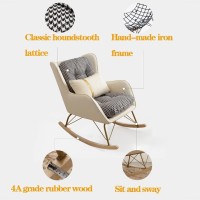 Mehwsur Nursery Rocking Chairs Accent Rocking Chair With Solid Legs,Upholstered Velvet Glider Rockers With High Backrests For Mom,Modern Armchair With Lumbar Pillow And Ottoman (Color : White)