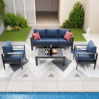 Amopatio Aluminum Patio Furniture 6 Pieces Metal Outdoor Furniture Set Outdoor Sectional Modern Sofa Sets With Coffee Table Fo