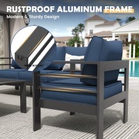 Amopatio Aluminum Patio Furniture 6 Pieces Metal Outdoor Furniture Set Outdoor Sectional Modern Sofa Sets With Coffee Table Fo