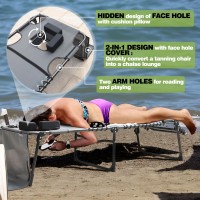 Veikou Tanning Chair 5Position Beach Lounge Chair With Face Hole Adjustable Sunbath Lounge Chair Wpillow Pocket Upgraded