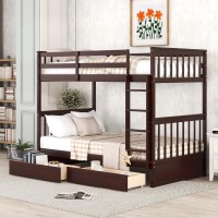 Merax Wood Bunk Bed With Drawers Convertible Wood Bunk Bed With Ladders And Two Storage Drawers Solid Wood Detachable Bunk Bed F