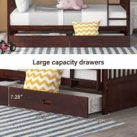 Merax Wood Bunk Bed With Drawers Convertible Wood Bunk Bed With Ladders And Two Storage Drawers Solid Wood Detachable Bunk Bed F