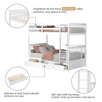 Merax Wood Bunk Bed With Drawers Convertible Wood Bunk Bed With Ladders And Two Storage Drawers Solid Wood Detachable Bunk Bed F