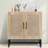 Kfo Storage Cabinet With Handmade Natural Rattan Doors, Rattan Cabinet Sideboard Buffet Cabinet, Accent Cabinet For Living Room, Hallway, Dining Room, Entryway