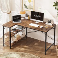 Huuger L Shaped Computer Desk With Reversible Storage Shelves Gaming Corner Desk For Home Office Writing Study Desk With Metal