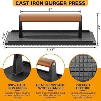 Yoehka Cast Iron Grill Press2Pcs Heavy Duty Baconburgergriddlechef Press With Wood Handle Perfectly Grilled Steak Meat San