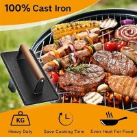 Yoehka Cast Iron Grill Press2Pcs Heavy Duty Baconburgergriddlechef Press With Wood Handle Perfectly Grilled Steak Meat San