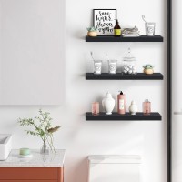 Fixwal 24In Floating Shelves For Wall Black Shelves For Wall With Invisible Brackets Farmhouse Wall Shelves Decor For Bathroom