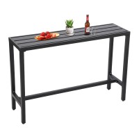 Sumshadow Outdoor Bar Table Patio Console Pub Height Table With Powder Coated Steel Frame Weather Resistant Waterproof Top For