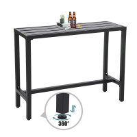 Sumshadow Outdoor Bar Table Patio Console Pub Height Table With Powder Coated Steel Frame Weather Resistant Waterproof Top For