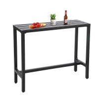 Sumshadow Outdoor Bar Table Patio Console Pub Height Table With Powder Coated Steel Frame Weather Resistant Waterproof Top For