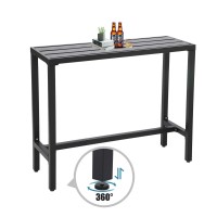 Sumshadow Outdoor Bar Table Patio Console Pub Height Table With Powder Coated Steel Frame Weather Resistant Waterproof Top For