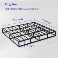 Aardhen 7 Inch Box Spring For King Bed,High Profile Strong Metal Frame Mattress Foundation, Quiet Noise-Free,Easy Assembly, 3000Lbs Max Weight Capacity