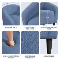 Yaheetech Accent Barrel Chair Boucle Fabric Club Chair Furry Sherpa Elegant Armchair With Cozy Soft Padded Suitable For Livin