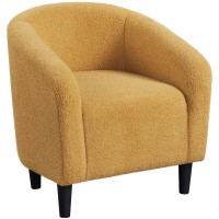 Yaheetech Accent Barrel Chair Boucle Fabric Club Chair Furry Sherpa Elegant And Cozy Soft Padded Armchair For Living Room Bed