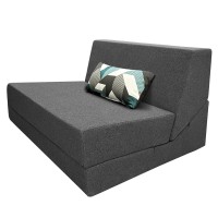 Anoner Folding Sofa Couch Memory Foam Convertible Floor Sofa Chair With Pillow Lounge Chaise For Living Room Bedroom And Apartment Office, Dark Gray