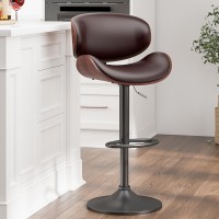 Yafiti Swivel Bar Stools For Kitchen Counter Adjustable Bentwood Barstools Modern Pu Leather Upholstered Bar Stool With Back A