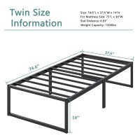 Xinxinyan 14 Inch Twin Bed Frame No Box Spring Needed Heavy Duty Metal Platform Bed Frame Twin Strong Steel Slats Support No