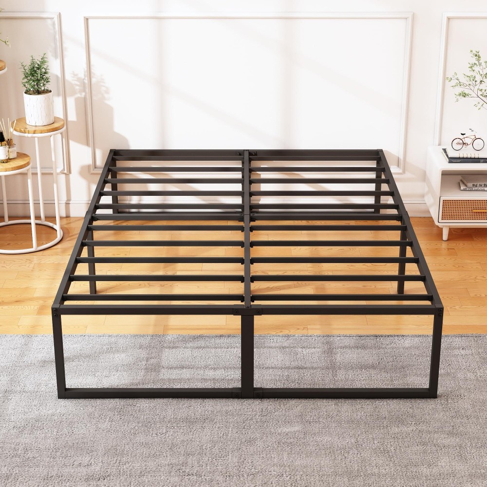 Xinxinyan 14 Inch King Bed Frame No Box Spring Needed Heavy Duty Metal Platform King Size Bed Frame Strong Steel Slats Suppor