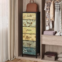 Furnulem Tall 6 Drawers Dresser Vintage Storage Organizer Unit With Fabric Bins For Bedroom Living Room Closet Nusery Dorm