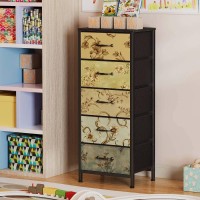 Furnulem Vertical Dresser For Bedroom Tall Skinny Storage Tower With 5 Fabric Drawers Chest Of Drawers For Living Room Dorm