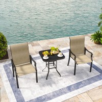 Udpatio Patio Chairs Set Of 2  Outdoor Dining Chairs High Back With All Weather Breathable Textilene  Metal Frame For Lawn Garden Backyard Deck  Brown