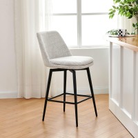 Chita Counter Height Swivel Barstools Fsc Certified Upholstered Fabric Bar Stools Set Of 3 Metal Base 272 Seat Height Whi