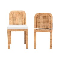 Baxton Studio Zariah Natural Brown Rattan And Mahogany Wood Dining Chair