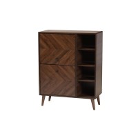 Keiran MidCentury Modern Walnut Brown Finished Wood 2Door Shoe Cabinet