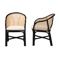 Baxton Studio Miranda Two-Tone Black And Natural Brown Rattan Dining Chair