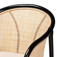 Baxton Studio Miranda Two-Tone Black And Natural Brown Rattan Dining Chair