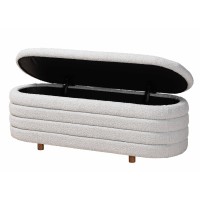 Baxton Studio Betiana Light Gray Boucle Fabric And Brown Wood Storage Bench