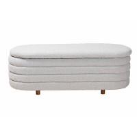 Baxton Studio Betiana Light Gray Boucle Fabric And Brown Wood Storage Bench