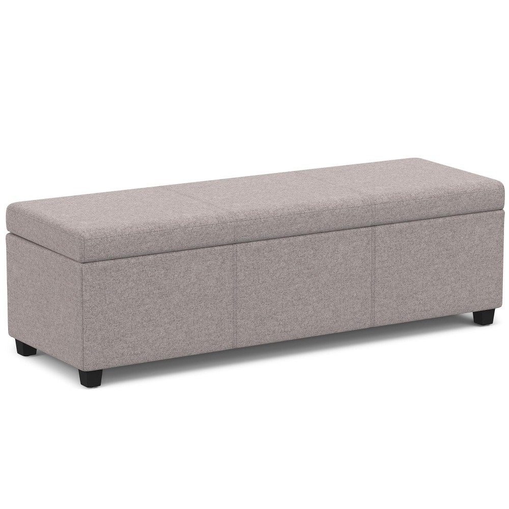 Simplihome Avalon 54 Inch Wide Contemporary Rectangle Extra Large Storage Ottoman Bench In Cloud Grey Polyester Linen Fabric, For The Living Room, Entryway And Family Room