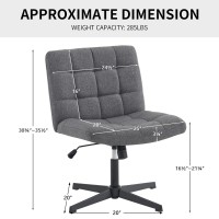 Furnimart Wide Armless Desk Chair No Wheels Mid Back Criss Cross Chair For Office Modern Swivel Cross Legged Chair Height Adj