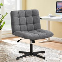 Furnimart Wide Armless Desk Chair No Wheels Mid Back Criss Cross Chair For Office Modern Swivel Cross Legged Chair Height Adj