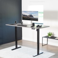 Vivo Electric Height Adjustable 71 X 30 Inch Memory Stand Up Desk, Dark Gray Table Top, Black Frame, Standing Workstation With Preset Controller, 1B Series, Desk-Kit-1B7G