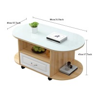 Coffee Table Oval Coffee Table On Wheels, 3 Tier Coffee Table with Storage Shelf and Drawers, Modern Living Room Coffee Table On Wheels Living Room Side Tables (Color : D)